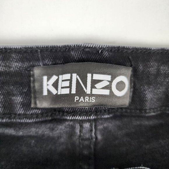 Kenzo Paris Jeans Mens 36x29 Black Button Fly Distressed Denim - Picture 4 of 13